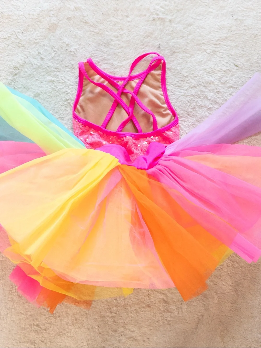 Revolution Dancewear Rainbow Tutu Dance Costume Child Medium MC Sequins